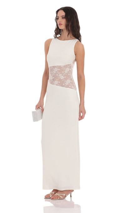 Lucy In The Sky Lace Cutout Maxi Dress in White