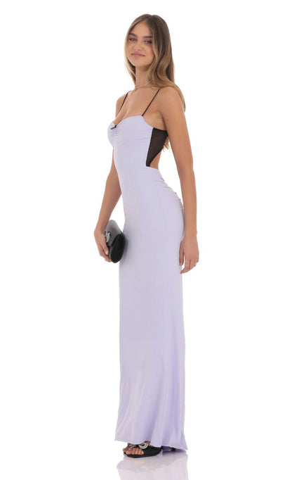 Lucy in the Sky Open Back Two-Toned Maxi Dress in Lavender