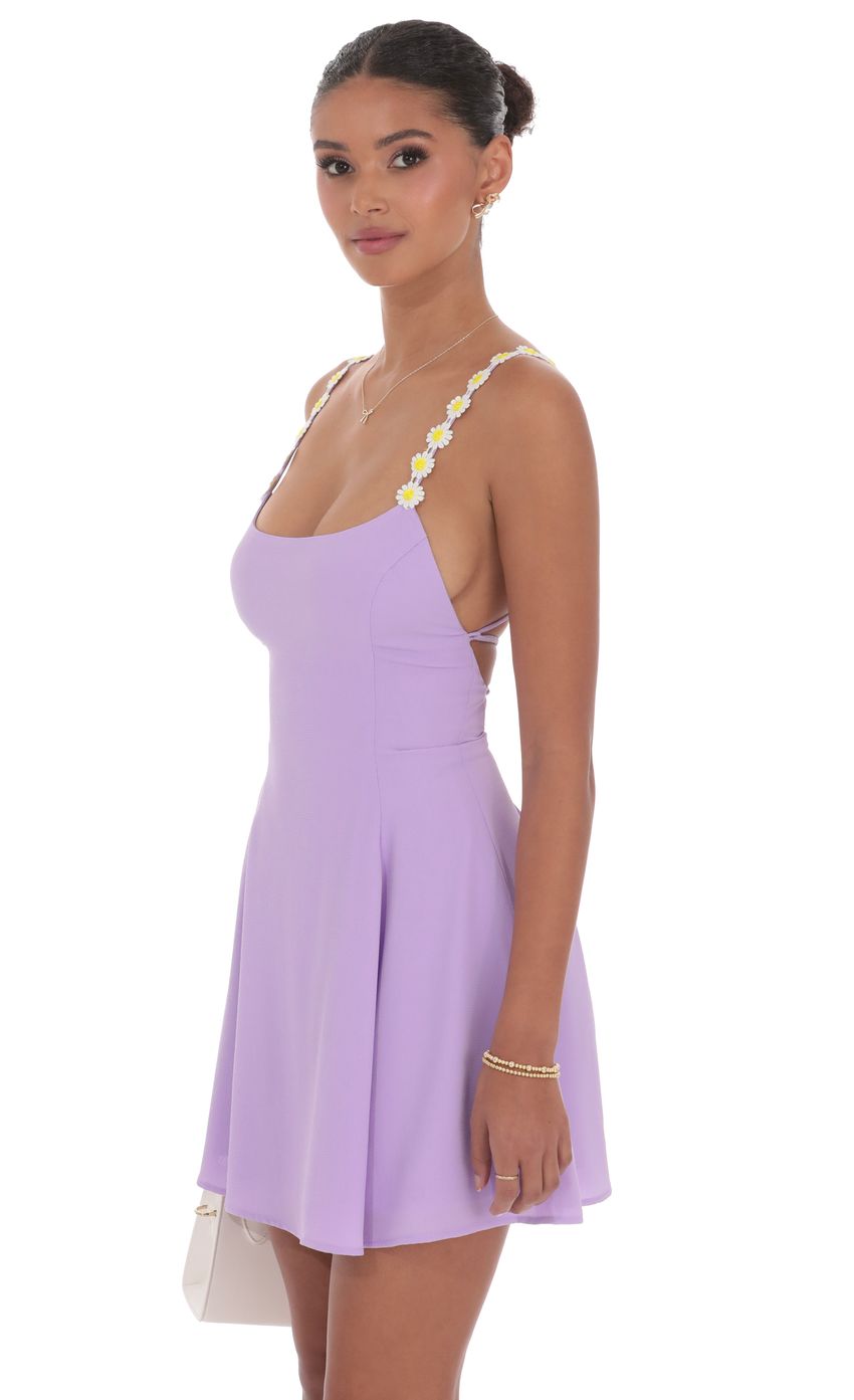 Lucy In The Sky Floral Strap Flare Dress in Lavender