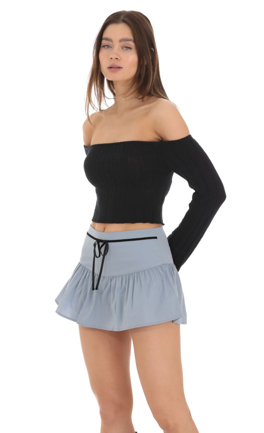 Lucy in the Sky Velvet Ribbon Skort in Blue