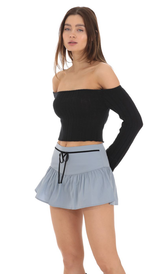 Lucy in the Sky Velvet Ribbon Skort in Blue
