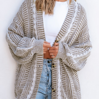 Cupshe Brown Cable Knit Long Sleeve Longline Cardigan