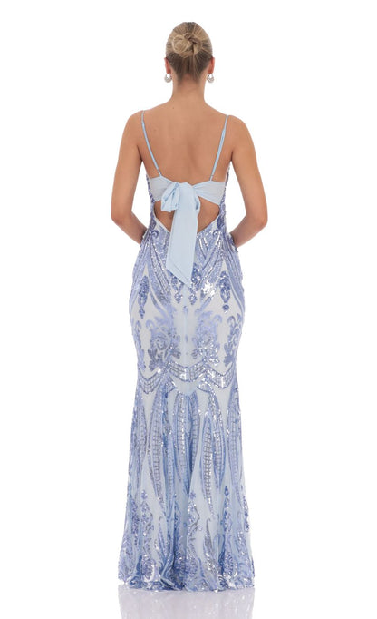 Lucy In The Sky Sequin Mermaid Dress in Blue