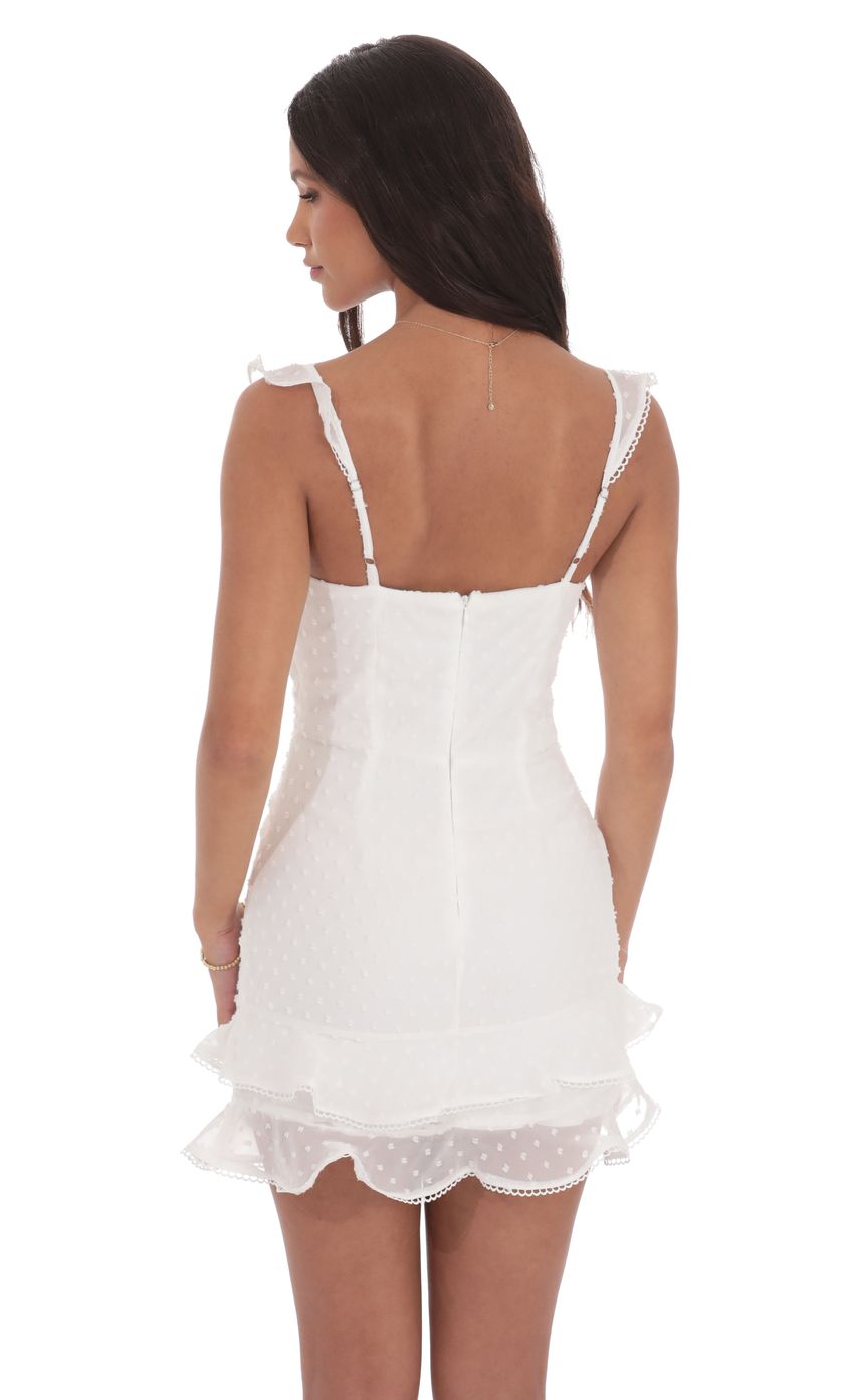 Lucy in the Sky Dotted Ruffle Sweetheart Dress in White
