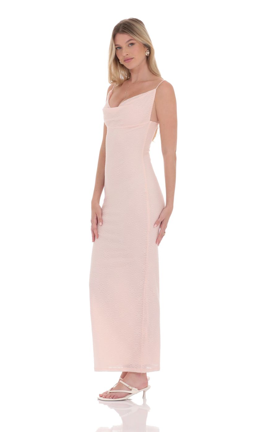 Lucy In The Sky Lace Cowl Neck Maxi Dress in Pink