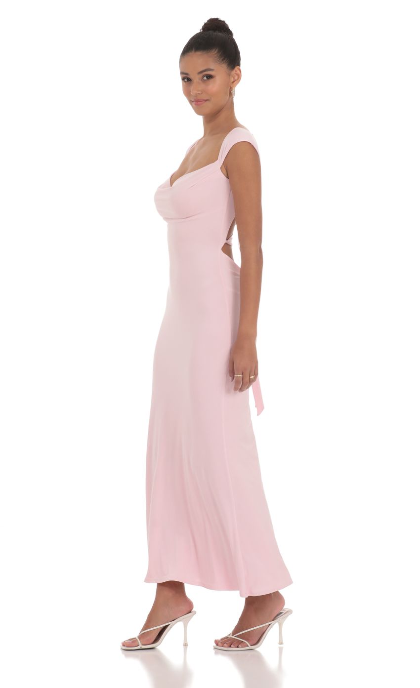 Lucy In The Sky Strappy Cowl Neck Maxi Dress in Pink