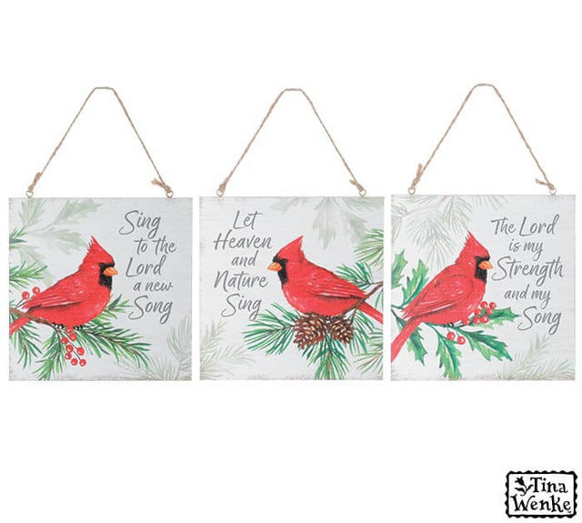 Decorator's Warehouse 5" Flat Ornament with Cardinals and Sentiments