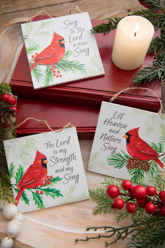 Decorator's Warehouse 5" Flat Ornament with Cardinals and Sentiments
