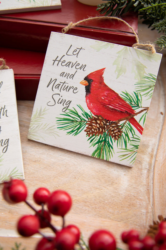 Decorator's Warehouse 5" Flat Ornament with Cardinals and Sentiments