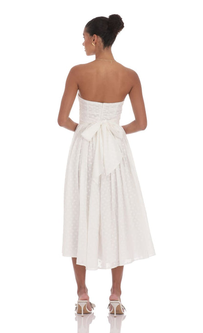 Lucy In The Sky Floral Back Bow Midi Dress in White