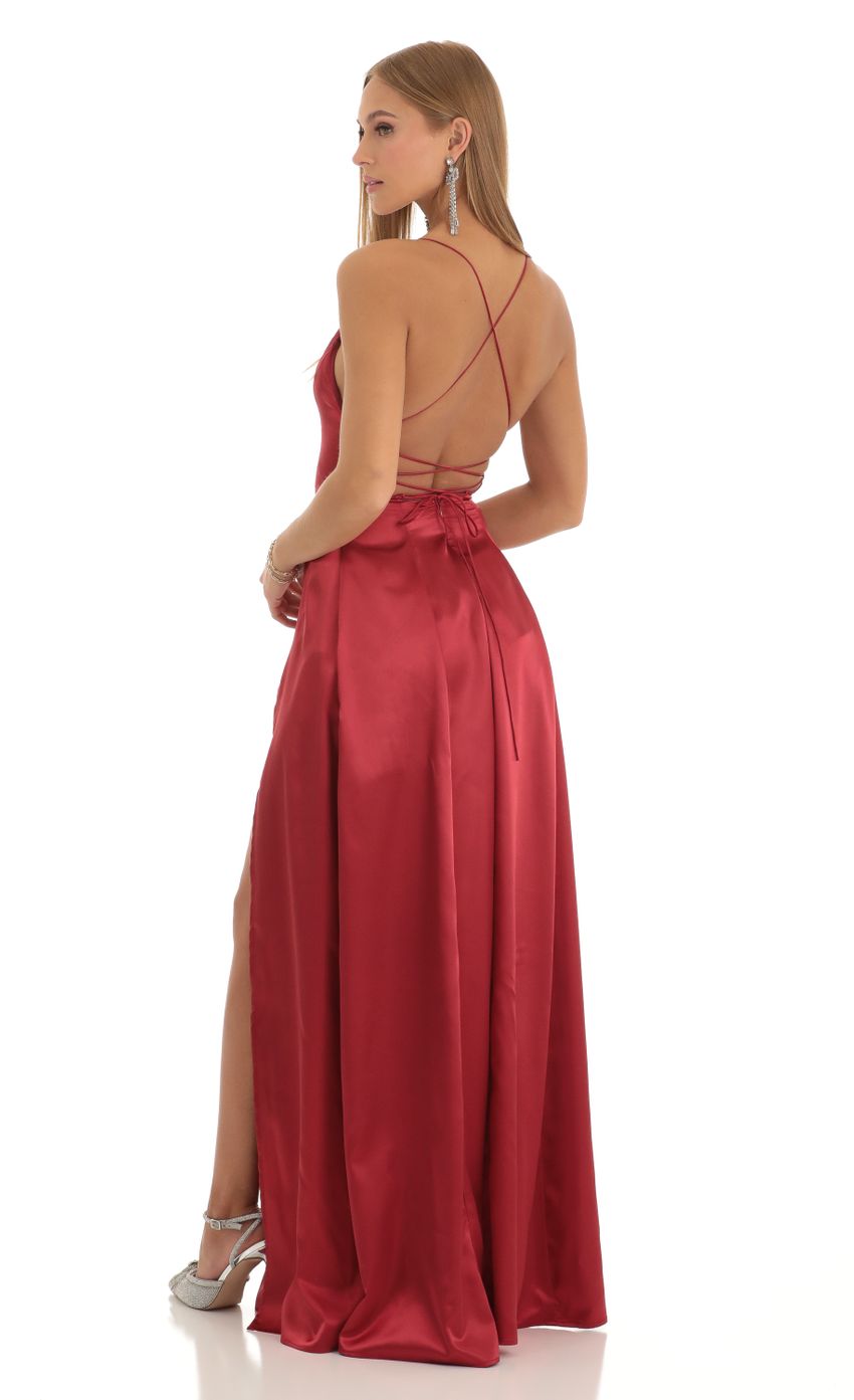 Lucy In The Sky Slit Maxi Dress in Red