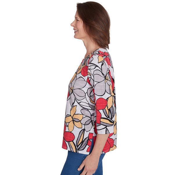 Alfred Dunner Women's Bold Floral Print Tee