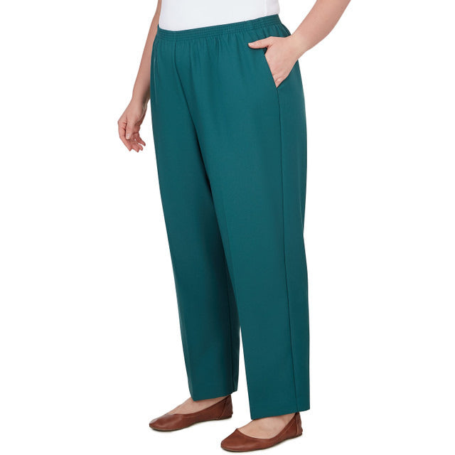 Alfred Dunner Women's Classic Accord Elastic Waist Medium Length Pant - PINE