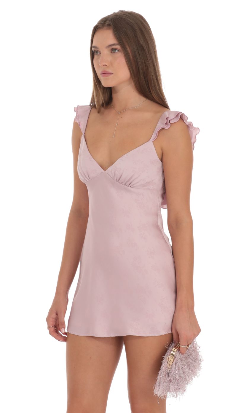 Lucy In The Sky Satin Floral Open Back Slip Dress in Lilac