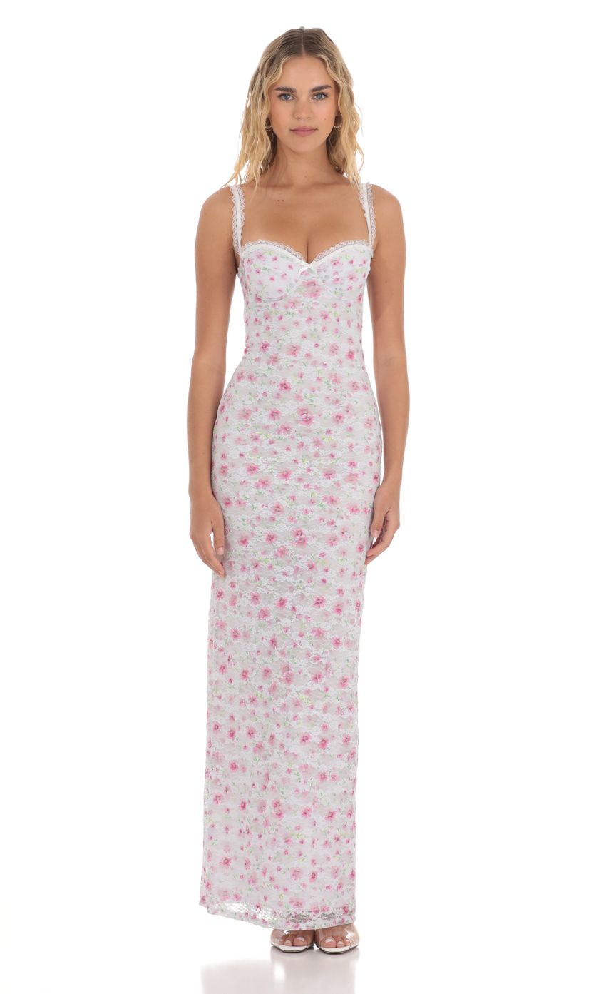 Lucy In The Sky Lace Floral Maxi Dress in White
