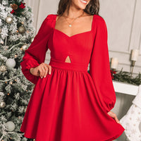 Cupshe Red Sweetheart Puff Sleeve Mini Dress