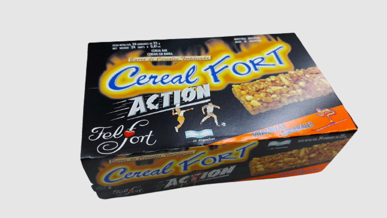 Pampa Direct Cereal Fort Cereal Bar Healthy Snack Action Fortified with Vitamins & Minerals, Cocoa Flavored, 23 g / 0.81 oz (box of 24)