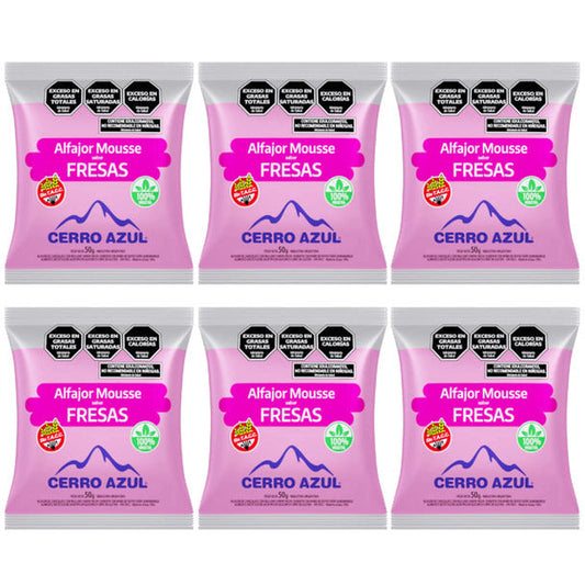 Pampa Direct Cerro Azul Alfajor with Strawberry Mousse Filling, Gluten-Free Alfajor Relleno de Mousse de Fresas, 50 g / 1.76 oz (pack of 6)