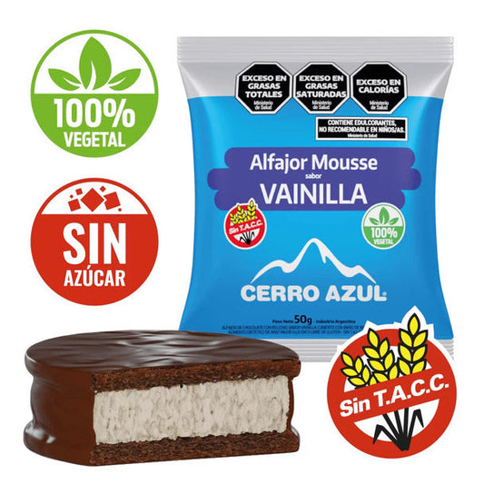 Pampa Direct Cerro Azul Alfajor with Vanilla Mousse Filling, Gluten-Free Alfajor Relleno de Mousse de Vainilla, 50 g / 1.76 oz (pack of 6)