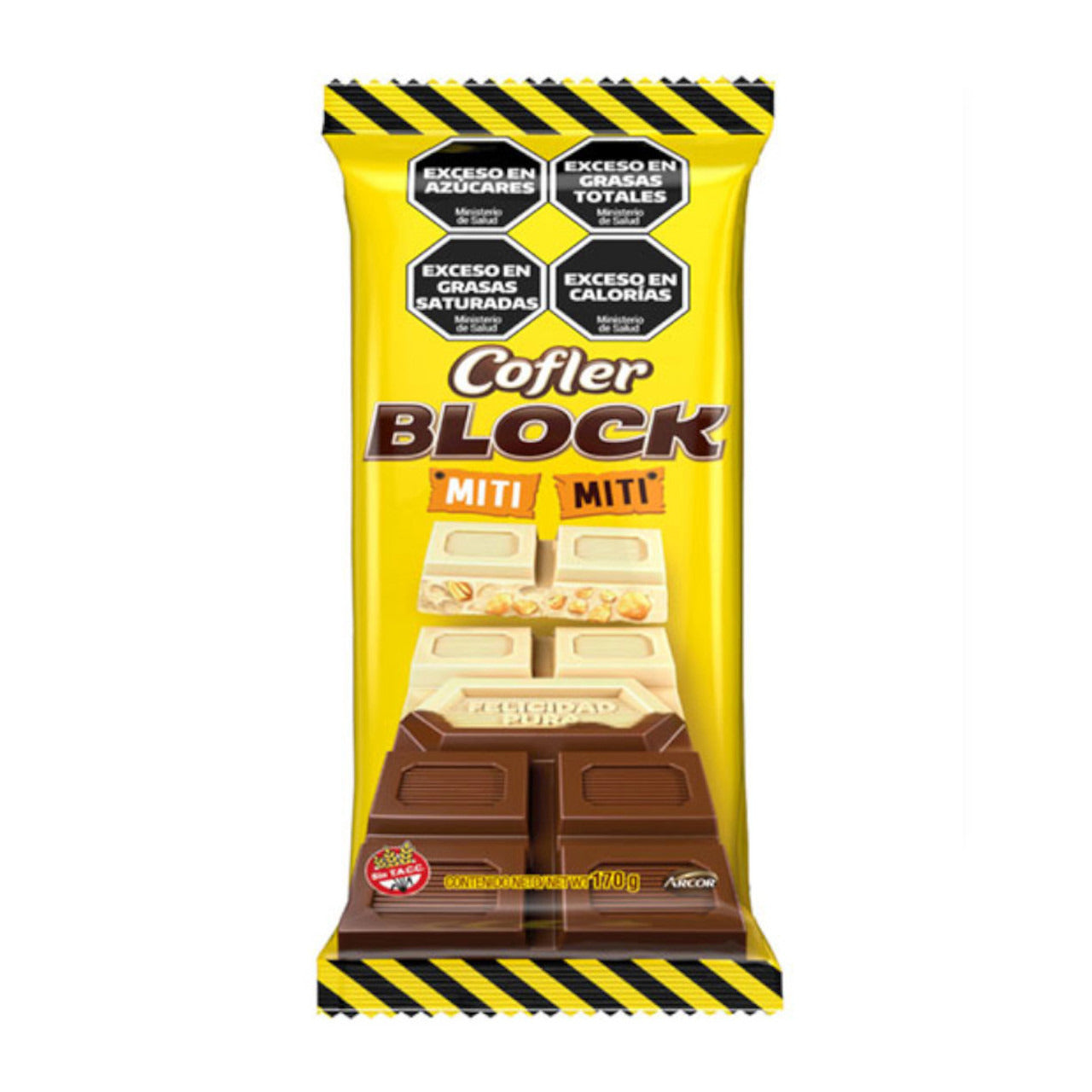 Pampa Direct Cofler Block Miti Miti Large 170 Milk Chocolate & White Chocolate with Peanuts, 170 g / 6 oz
