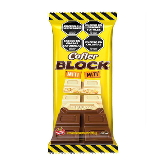 Pampa Direct Cofler Block Miti Miti Large 170 Milk Chocolate & White Chocolate with Peanuts, 170 g / 6 oz