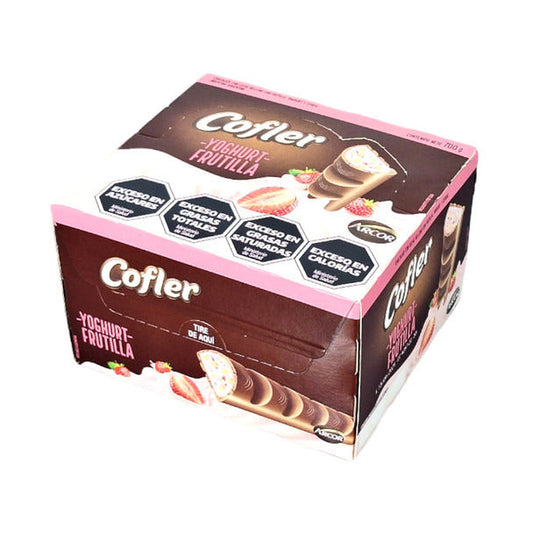 Pampa Direct Cofler Chocolate con Leche Yogurt Frutilla Milk Chocolate Bar with Yoghurt & Strawberry Filling & Crispy Cereal, 35 g / 1.23 oz (box of 20)