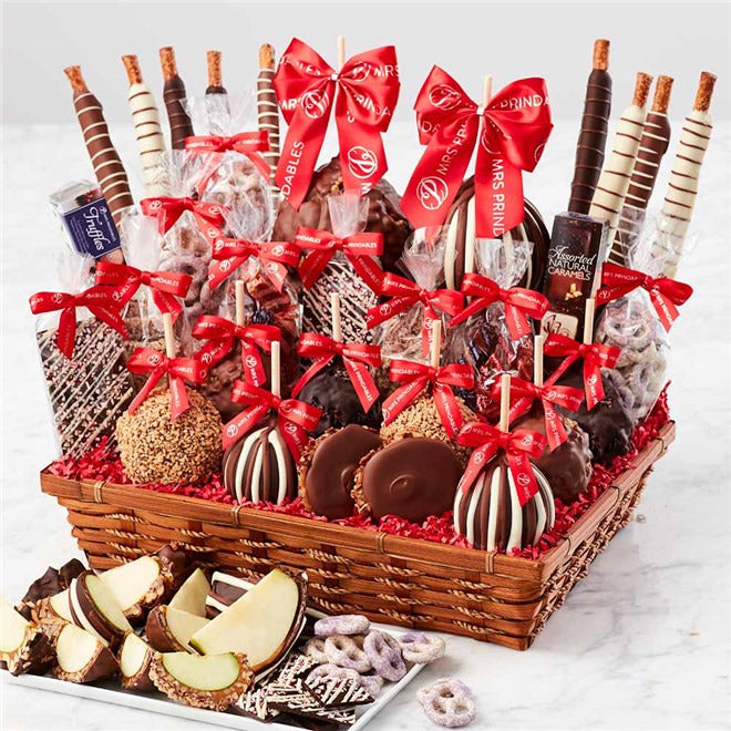 Mrs Prindables Colossal Holiday Chocolate and Caramel Apple Gift Basket