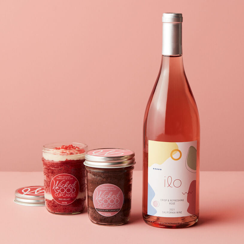 Hickory Farms Cupcake 2-Pack & Rosé Gift Set