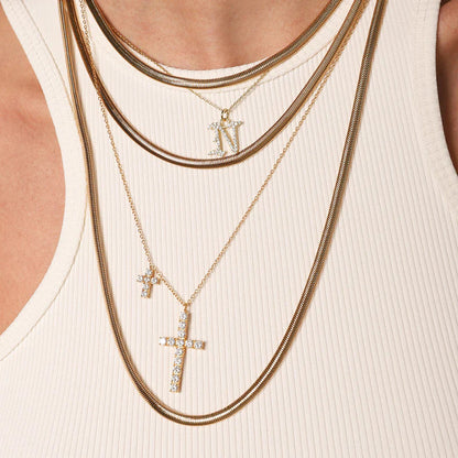 ARGENTO VIVO THE CZ DOUBLE CROSS PENDANT