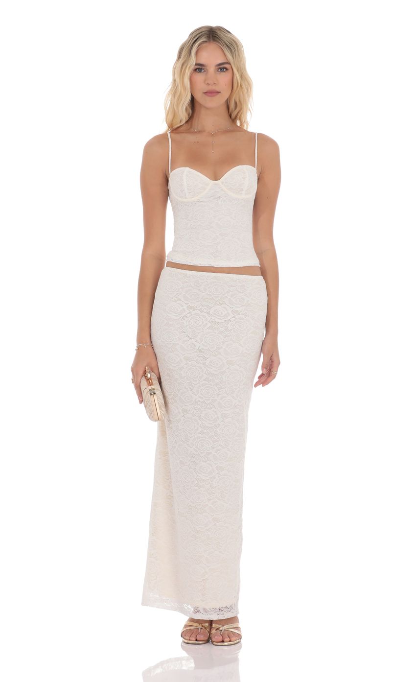 Lucy In The Sky Lace Bodycon Two Piece Set in Cream