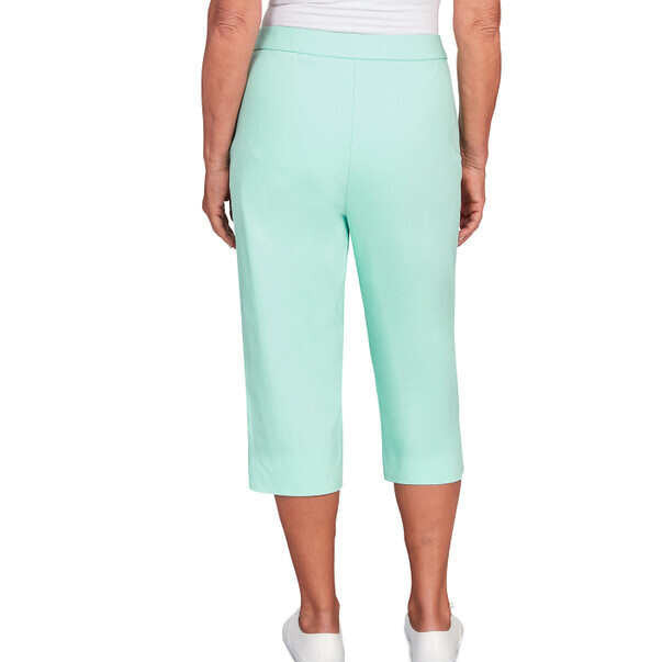 Alfred Dunner Women's Flat Front Split Hem Allure Clamdigger Pant - MIST GREEN