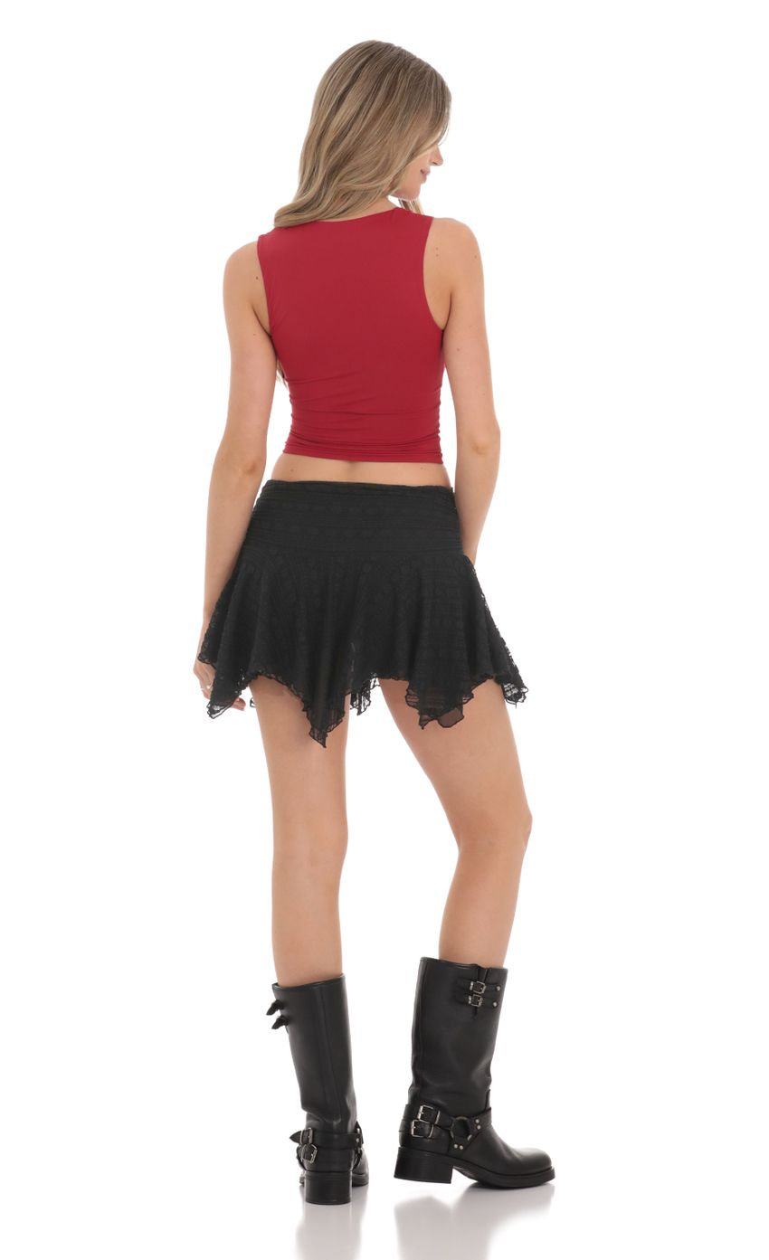 Lucy in the Sky Textured Asymmetrical Skirt in Black