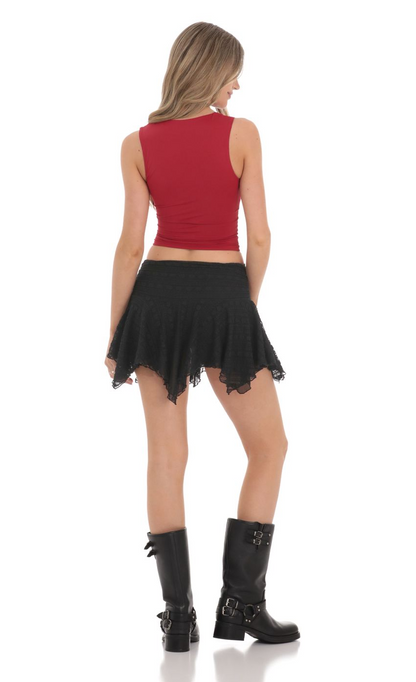 Lucy in the Sky Textured Asymmetrical Skirt in Black