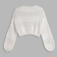 Cupshe x JoJo White Soft Snow Fuzzy Cutout Knit Sweater