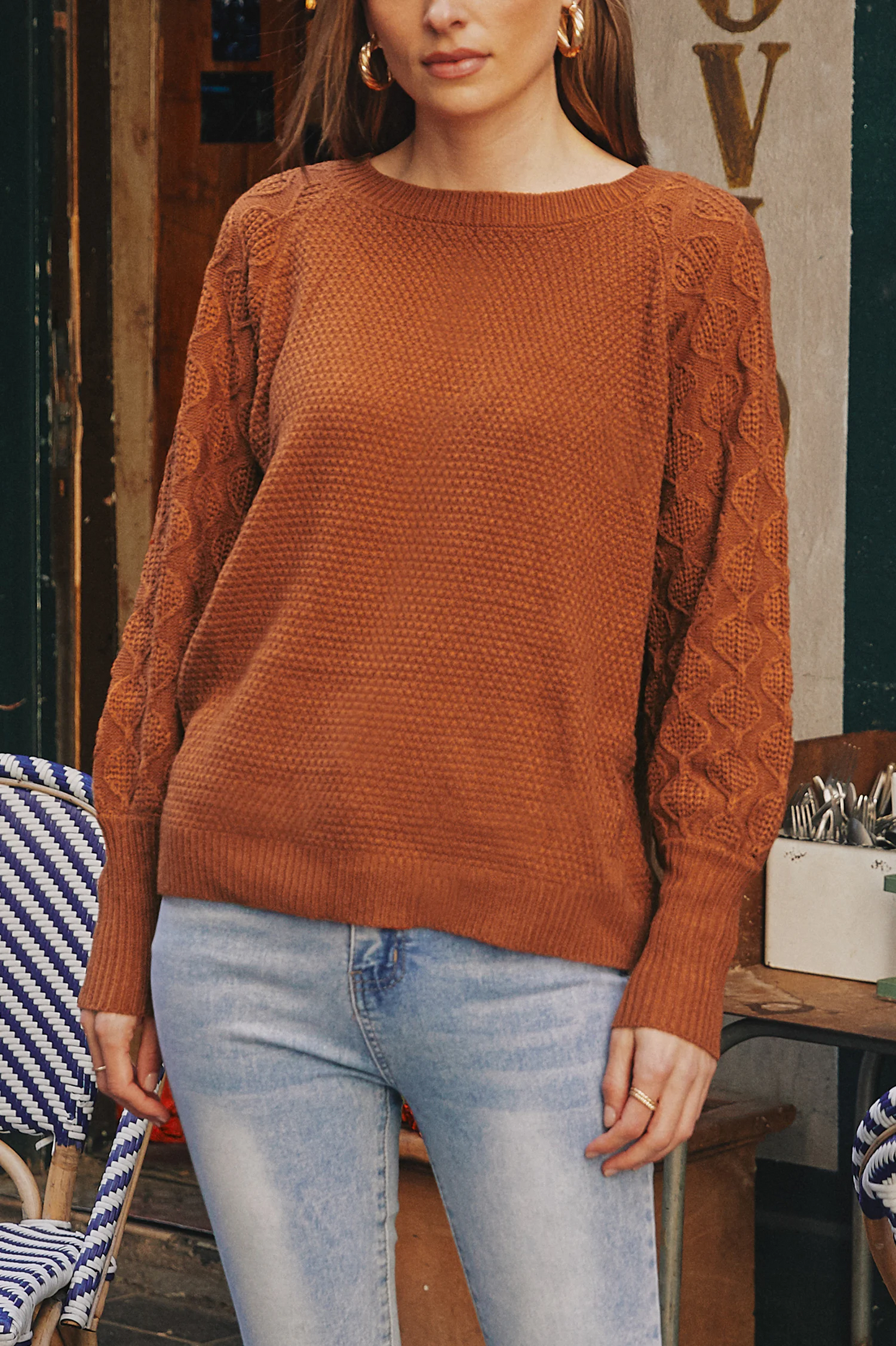 Cupshe Pumpkin Spice Textured Knit Sweater (x2)