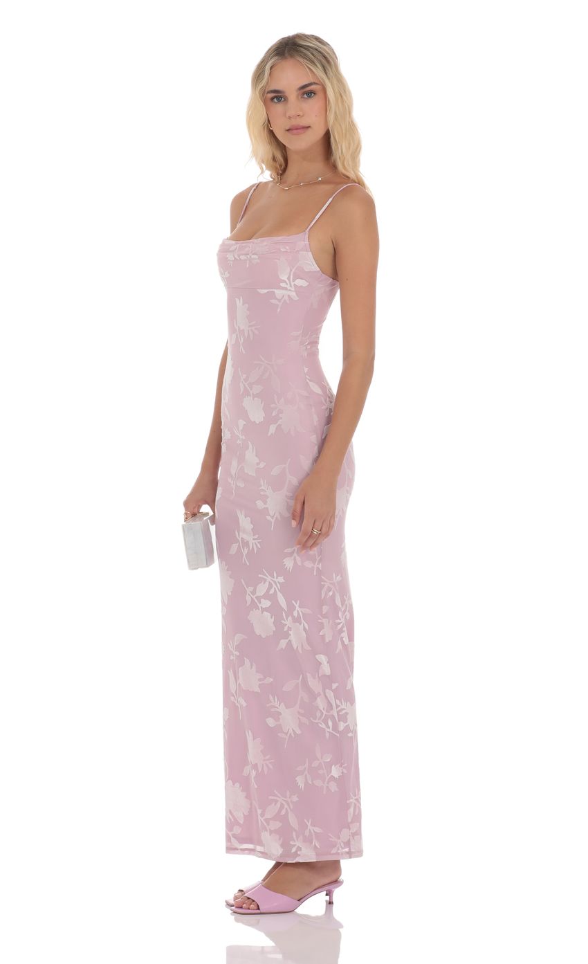 Lucy In The Sky Velvet Floral Cowl Neck Maxi Dress in Lilac