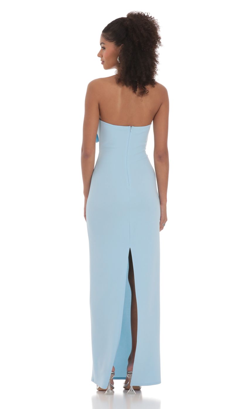 Lucy In The Sky Bow Cutout Strapless Maxi Dress in Blue