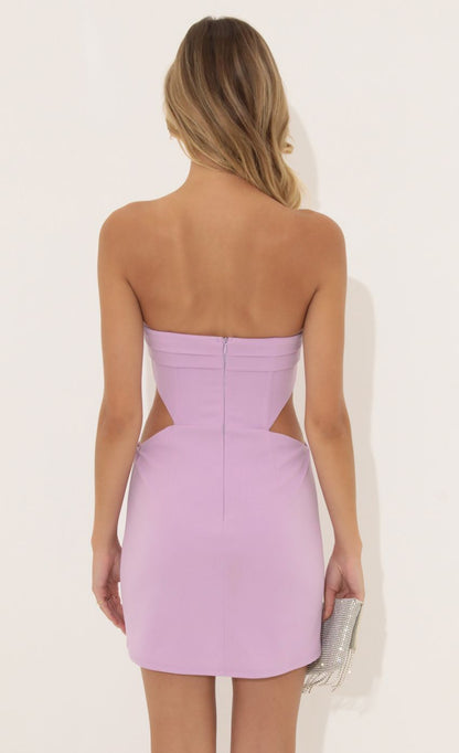 Lucy In The Sky Crepe Corset Cutout Dress in Purple