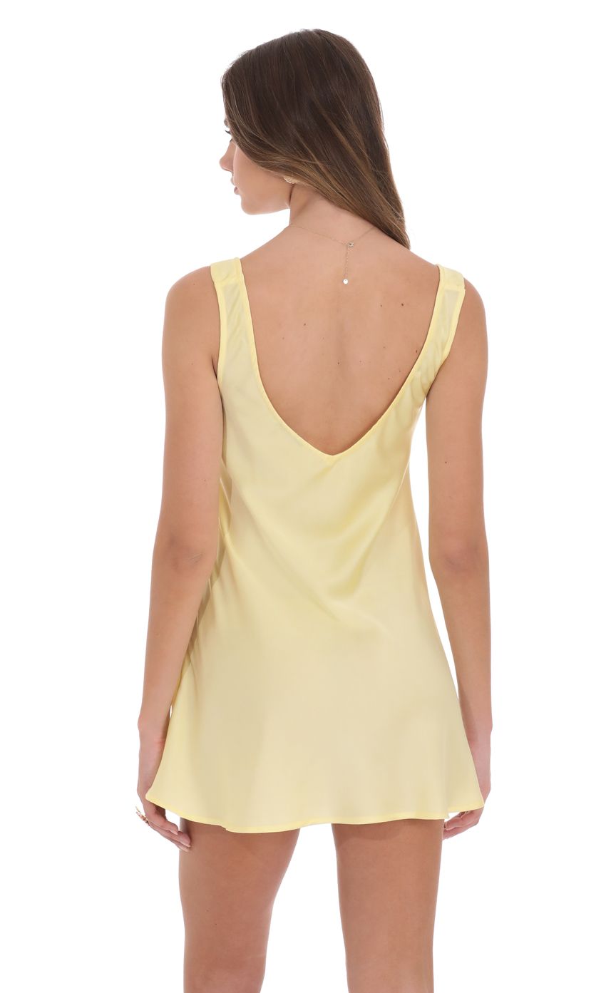 Lucy In The Sky Satin V-Neck Dress in Yellow