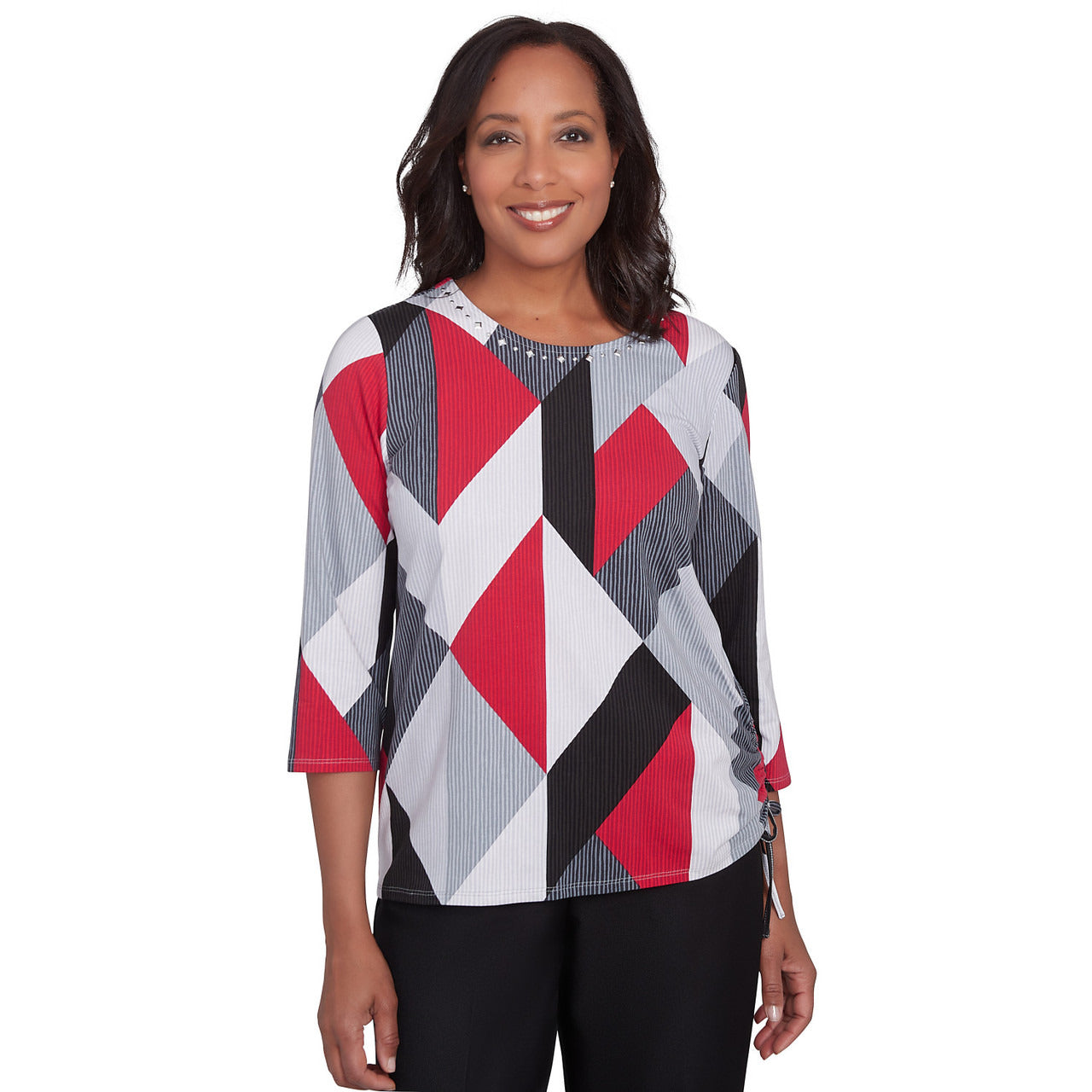 Alfred Dunner Women's Stained Glass Print Crew Neck Top