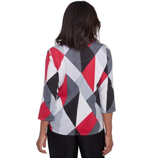 Alfred Dunner Women's Stained Glass Print Crew Neck Top