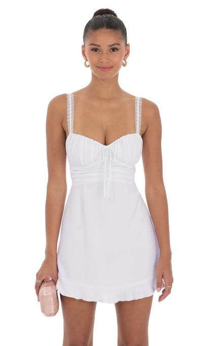 Lucy In The Sky Lace Strap Open Back Dress in Off White