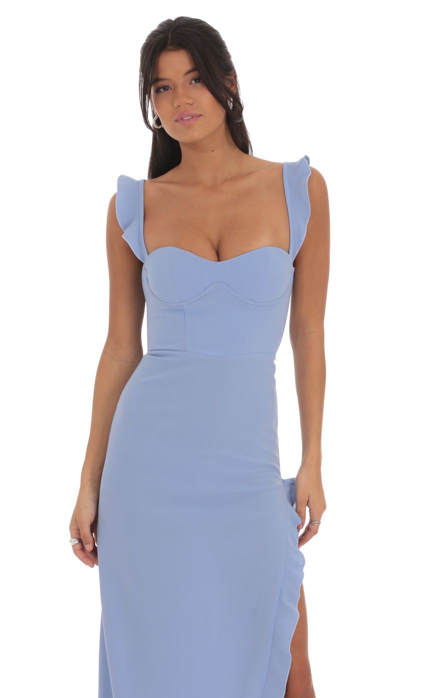 Lucy In The Sky Ruffle Maxi Dress in Powder Blue