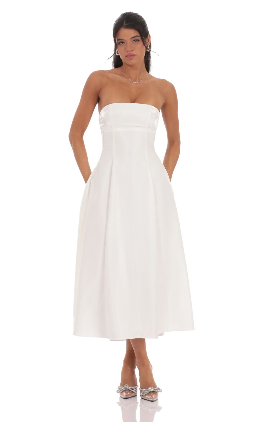 Lucy In The Sky Sheen Empire Waist Midi Dress in Ivory