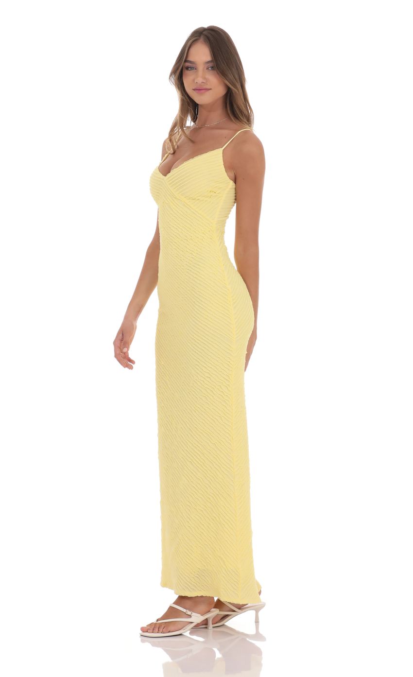 Lucy In The Sky Mini Ruffle V-Neck Maxi Dress in Yellow