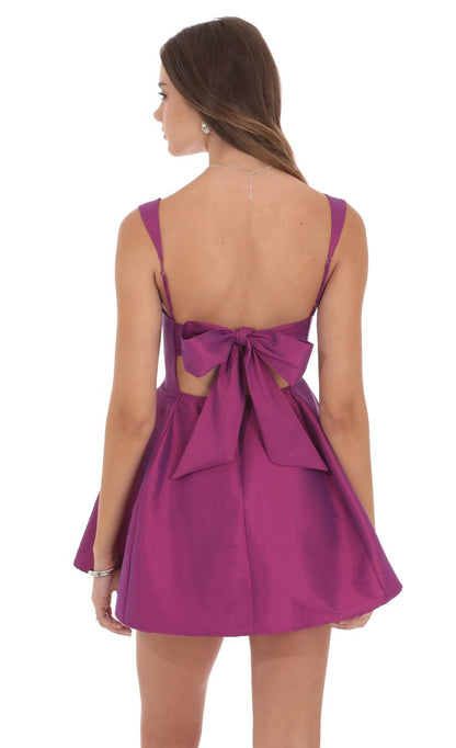 Lucy In The Sky Duo Chrome Fit and Flare Dress in Berry