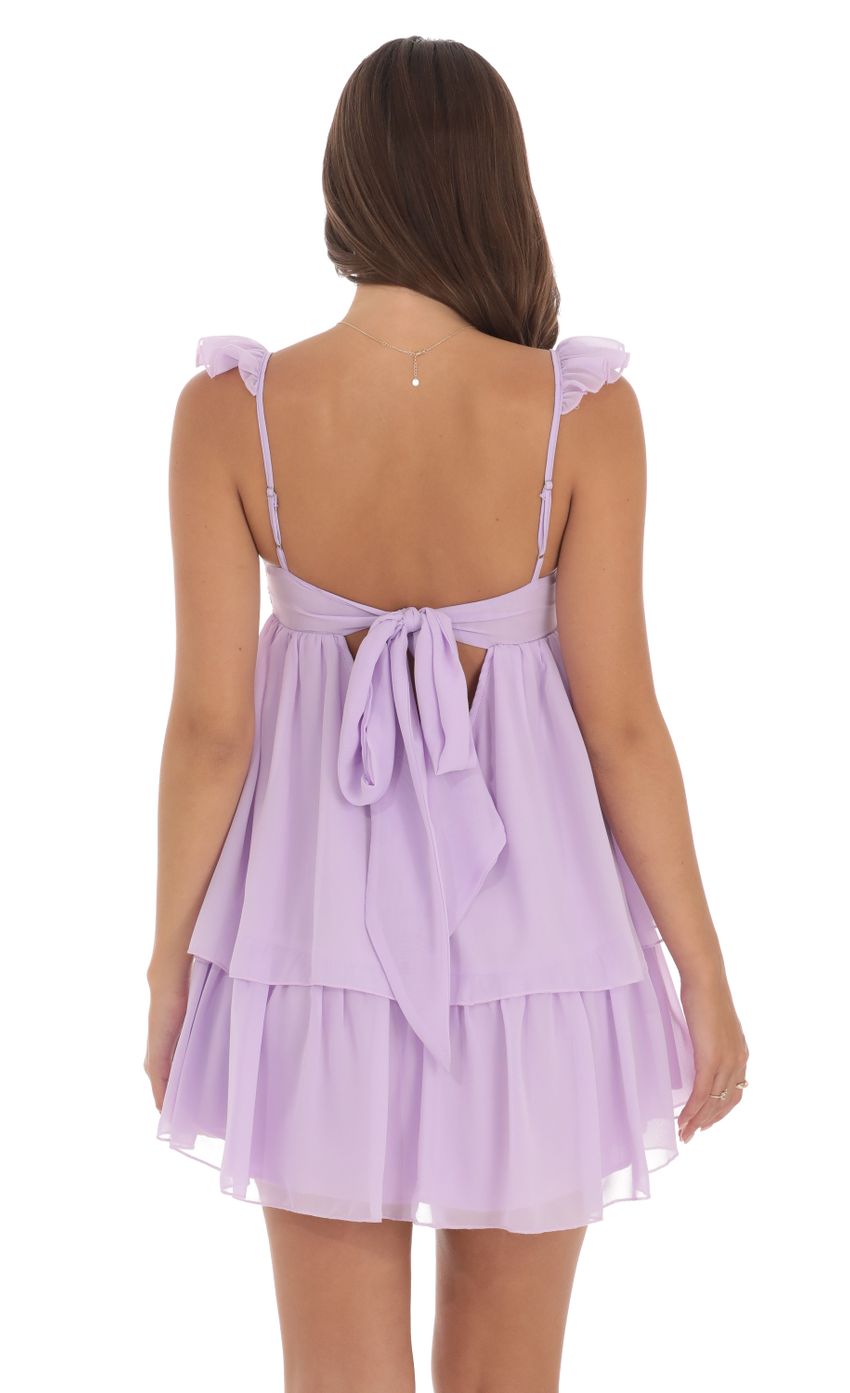 Lucy In The Sky Chiffon Ruffle Dress in Lavender