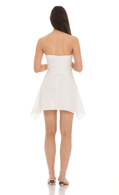 Lucy In The Sky Strapless Asymmetrical Dress in White
