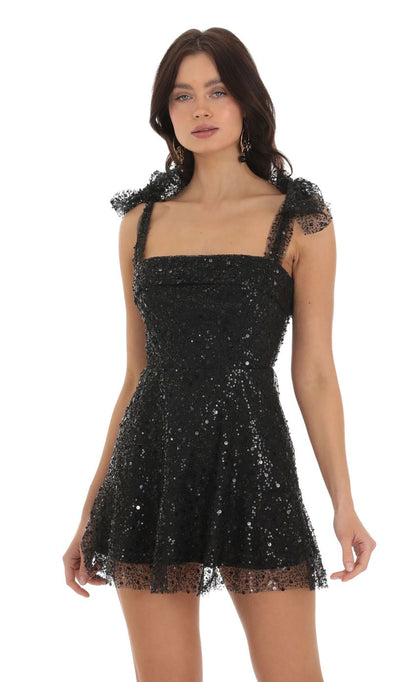Lucy In The Sky Sequin Mini Dress in Black