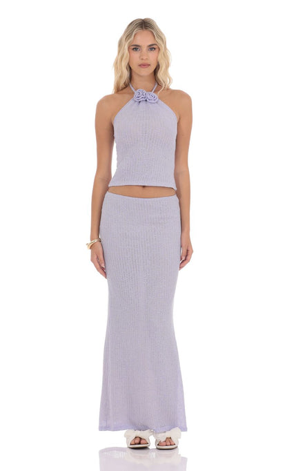 Lucy In The Sky Crochet Florette Two Piece Set in Lavender
